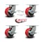 Service Caster 6 Inch Heavy Duty Red Poly on Cast Iron Caster Brakes 2 Swivel Locks, 4PK SCC-KP92S630-PUR-RS-SLB-BSL-2-SLB-2 - alternate 1